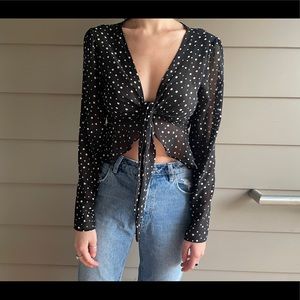 Sheer Tie Kimchi Blue Top